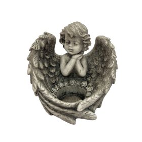 Angyal szárnnyal mécsestartó polirezin 14,4 cm 