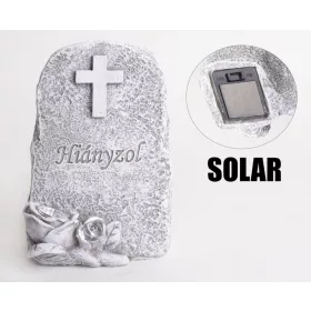Sírkő kereszttel SOLAR, polirezin 9x14 cm