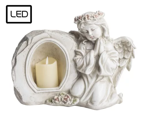 Kerámia gyertya LED-es + angyal 28x21,5cm