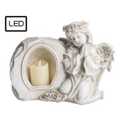 Kerámia gyertya LED-es + angyal 28x21,5cm