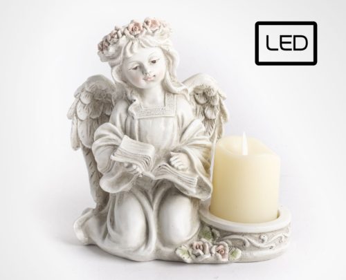 Kerámia angyal + LED-es gyertya 17,5cm