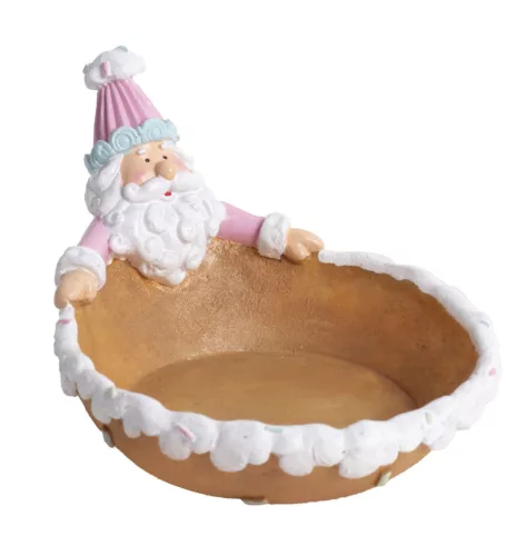 Kerámia tálka Mikulással fehér/ rózsaszín 11,3 cm