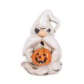   Polirezin orrszakáll szellem halloween tökkel fehér,  9,5 cm