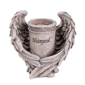   Polirezin emlékváza angyalszárnyakkal 15,2 cm – „Hiányzol” kegyeleti sírváza