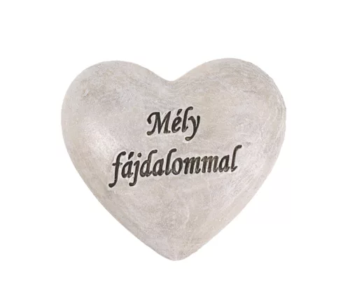 Emlékező szív dísz „Mély fájdalommal” felirattal 6,5 cm