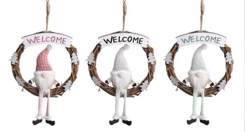 Fa orrszakáll akasztós ajtódísz Welcome felirattal 3 féle 36x16cm