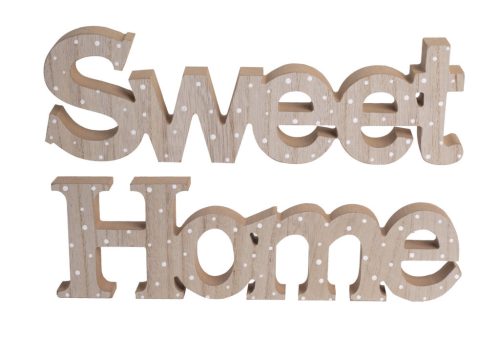 Fa felirat Sweet natúr /pöttyös 30x9cm