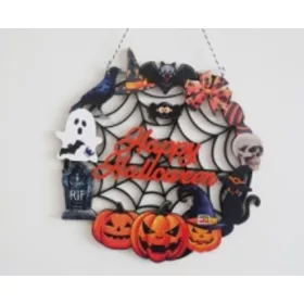 Fa kopogtató pókháló halloween tök 24x26cm