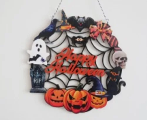 Fa kopogtató pókháló halloween tök 24x26cm