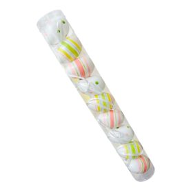 Dekor műanyag tojás 9db fehér, színes mintával