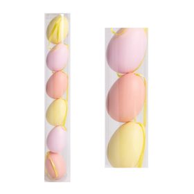 Dekor műanyag tojás 6db rózsaszín/sárga 6cm