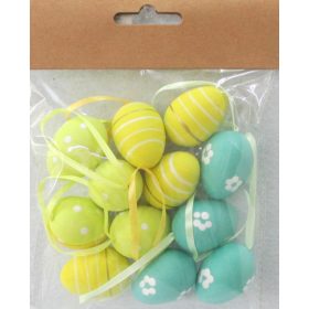 Műanyag tojás 12db-os 3x4cm kék,zöld,sárga