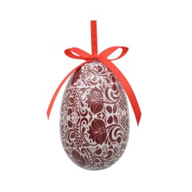 Műanyag akasztós tojás fehér piros 7,5 cm/ 4 db