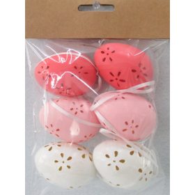 Műanyag áttört tojás 6db-os rózsaszín,fehér 4x6cm