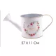 Bádog öntöző kanna rózsa mintás home felirattal fehér 27x11 cm