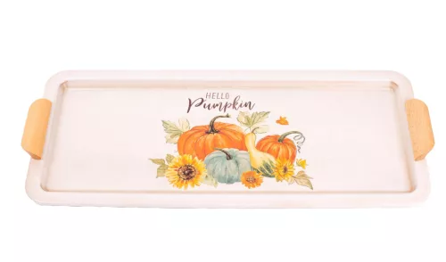 Bádog tálca Hello Pumkin felirattal tökökkel 55,5x23 cm