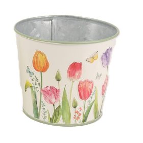 Tulipán mintás fém kaspó 11,5 cm