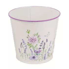Lila virágmintás fém kaspó 13 cm