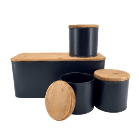 Tároló szett 4 db -os fekete, fa tetővel