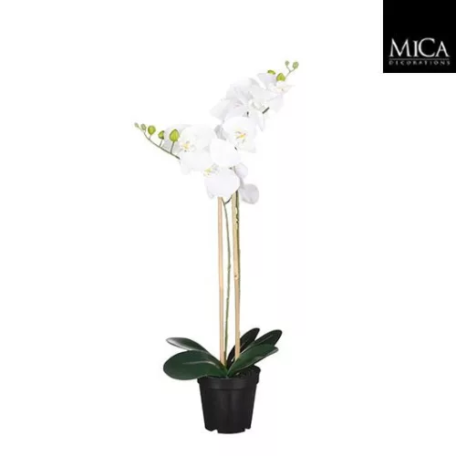 Élethű fehér phalaenopsis orchidea műnövény kaspóban 70 cm