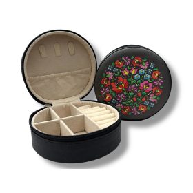 Ékszertartó 10x10x4,5cm - magyaros fekete