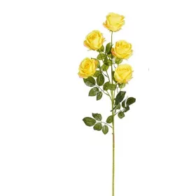 Élethű sárga rózsa művirág dekor ág 105 cm