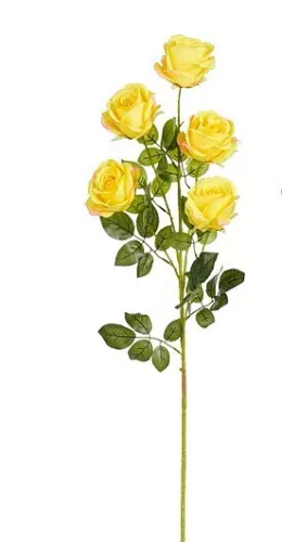 Élethű sárga rózsa művirág dekor ág 105 cm