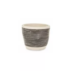 Kaspó fekete alapon vízszintes csíkos 14x12cm