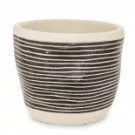 Kaspó fekete alapon vízszintes csíkos 14x12cm
