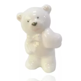 Kerámia maci kék szív +csokornyakkendő rózsaszín  6cm