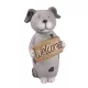 Kültéri szürke kutya figura Welcome táblával 32,8 cm