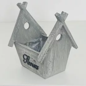 Házikó kaspó natúr fa 16x12cm mag:9/22cm