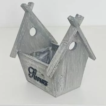Házikó kaspó natúr fa 16x12cm mag:9/22cm
