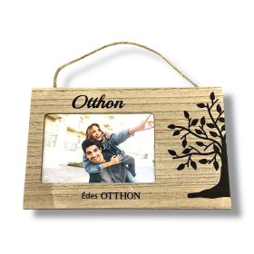 Fa aksztós képkeret - Édes otthon felirattal -25x16cm