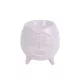 Kerámia olajmécses gömb alakú 4 lábbal fa mintás fehér 9,5x10 cm