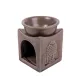 Kerámia olajmécses téglalap alakú Buddha fejjel szürke 10,5 cm