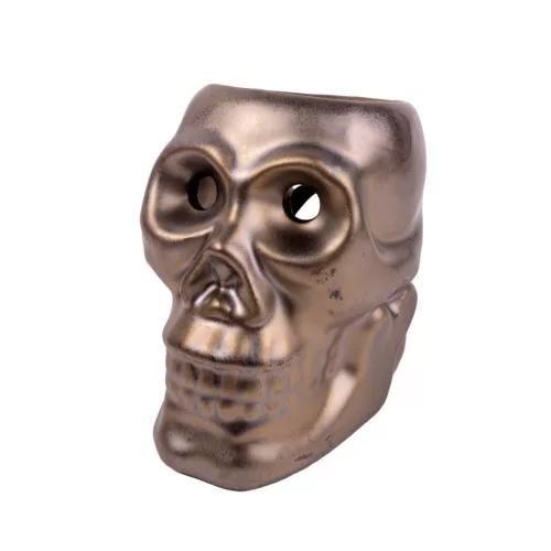 Kerámia olajmécses kopnya bronz 12x19 cm