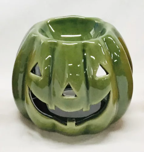 Kerámia halloween aromalámpa tök formában 10,6 × 10 cm – zöld