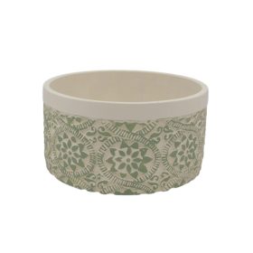 Beton kaspó tál zöld virágos  17x9cm