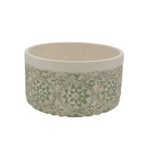 Beton kaspó tál zöld virágos  17x9cm