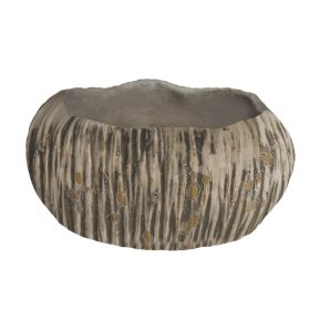 Beton kaspó tál formájú fa hatású 17x7,5 cm
