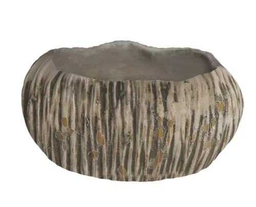 Beton kaspó tál formájú fa hatású 17x7,5 cm
