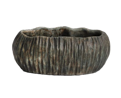 Beton kaspó ovális olívazöld árnyalatban 21,5x11x9 cm