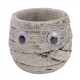 Halloween beton kaspó múmia mintával és mozgó szemekkel 12,5 cm – szürke