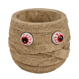   Halloween beton kaspó múmia véreres szemekkel 12,5 cm – barna