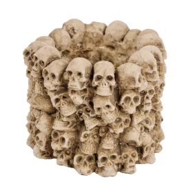   Halloween beton kaspó koponya mintával 9 × 9 × 7 cm – barna