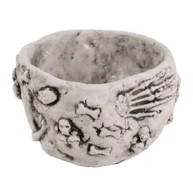   Halloween beton kaspó csontváz mintával 13,5 cm – szürke