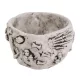 Halloween beton kaspó csontváz mintával 13,5 cm – szürke
