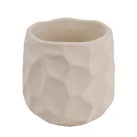   Beton kaspó modern horpadt mintával 13,5 × 13 cm – krém