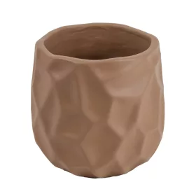 Beton kaspó modern horpadt mintával 13,5 cm – barna